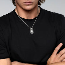 Load image into Gallery viewer, Men's Fingerprint Army Dog Tag Necklace - Silver
