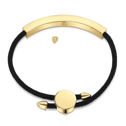 Atlas Name Bar Urn With Rope Bracelet  - Gold