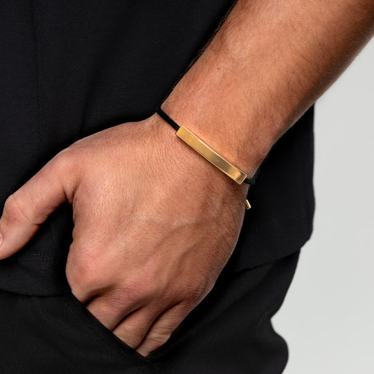 Atlas Name Bar Urn With Rope Bracelet  - Gold