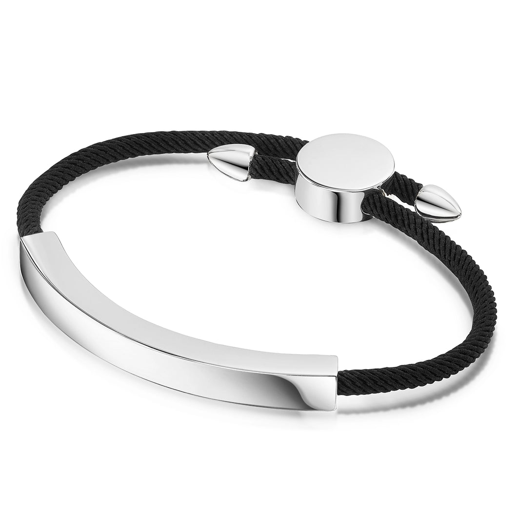 Atlas Name Bar Urn With Rope Bracelet  - Silver