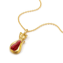 Load image into Gallery viewer, Cat Silhouette Ashes Resin Necklace - Gold
