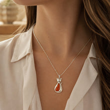Load image into Gallery viewer, Cat Silhouette Ashes Resin Necklace - Silver
