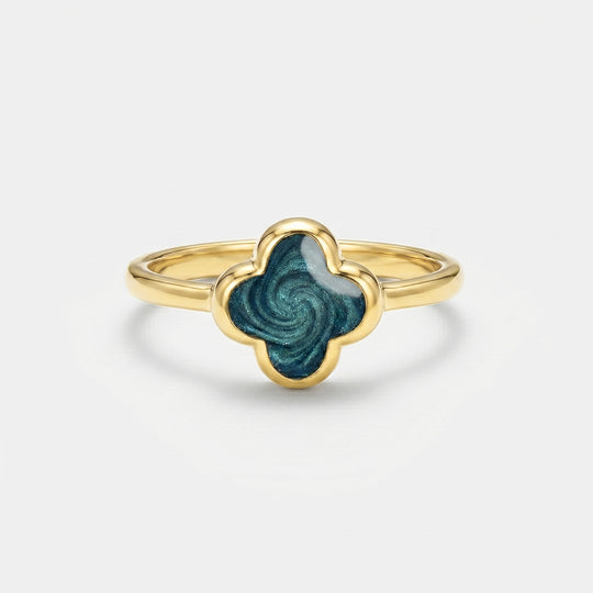 Clover Ashes Resin Ring - Gold