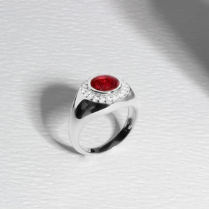 Crystal Signet Ashes Resin Ring - Silver