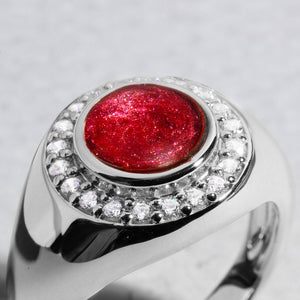 Crystal Signet Ashes Resin Ring - Silver