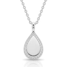 Load image into Gallery viewer, Crystal Edged Teardrop Ashes Urn Necklace - Silver
