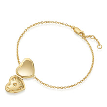 Load image into Gallery viewer, Crystal Heart Bracelet Locket - Gold
