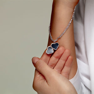 Silver Nugget Heart Locket Bracelet