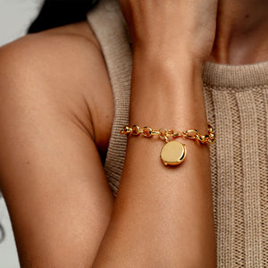 Links Round Locket Bracelet – Gold