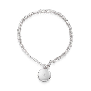 Diamond Drum Urn Bracelet with Nugget Chain - Silver