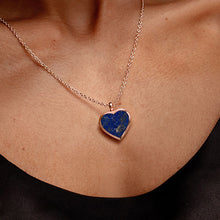 Load image into Gallery viewer, Lapis Lazuli Modern Heart Locket – Rose Gold

