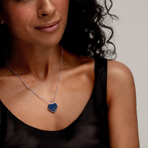 Lapis Lazuli Modern Heart Locket – Silver
