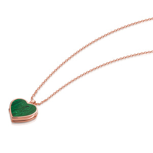 Malachite Personalised Heart Locket – Rose Gold