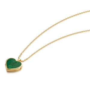 Malachite Personalised Heart Locket – Gold