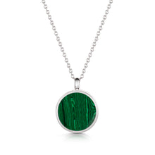 Load image into Gallery viewer, Malachite Modern Round Locket – Silver
