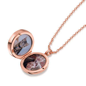 Malachite Modern Round Locket – Rose Gold