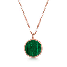 Load image into Gallery viewer, Malachite Modern Round Locket – Rose Gold
