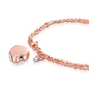 Nugget Chain Heart Urn Ashes Bracelet – Rose Gold