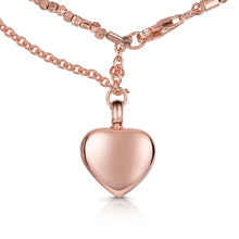 Load image into Gallery viewer, Nugget Chain Heart Urn Ashes Bracelet – Rose Gold
