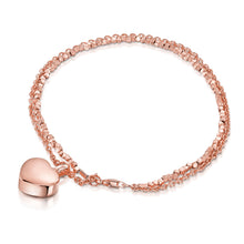 Load image into Gallery viewer, Nugget Chain Heart Urn Ashes Bracelet – Rose Gold
