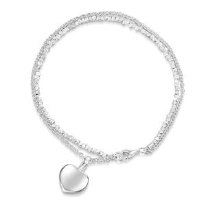 Nugget Chain Heart Urn Ashes Bracelet – Silver