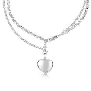 Nugget Chain Heart Urn Ashes Bracelet – Silver