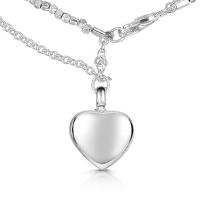 Nugget Chain Heart Urn Ashes Bracelet – Silver