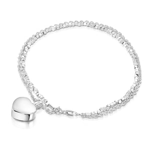 Nugget Chain Heart Urn Ashes Bracelet – Silver