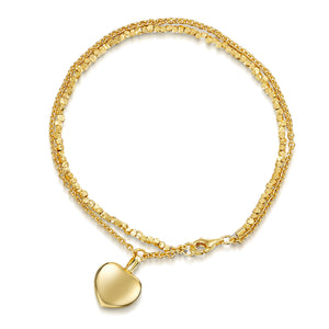 Nugget Chain Heart Urn Ashes Bracelet – Gold