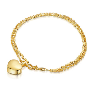 Nugget Chain Heart Urn Ashes Bracelet – Gold