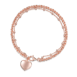 Rope Chain Heart Urn Ashes Bracelet – Rose Gold