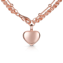 Load image into Gallery viewer, Rope Chain Heart Urn Ashes Bracelet – Rose Gold
