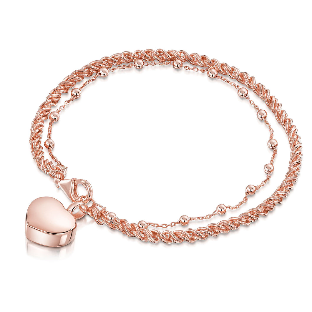 Rope Chain Heart Urn Ashes Bracelet – Rose Gold