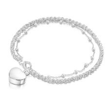 Load image into Gallery viewer, Rope Chain Heart Urn Ashes Bracelet – Silver
