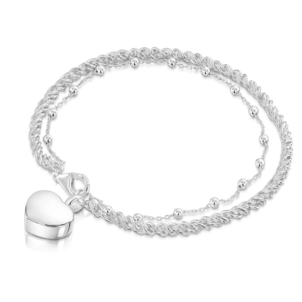 Rope Chain Heart Urn Ashes Bracelet – Silver