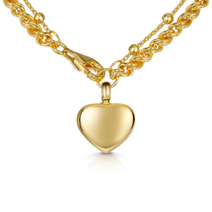 Rope Chain Heart Urn Ashes Bracelet – Gold