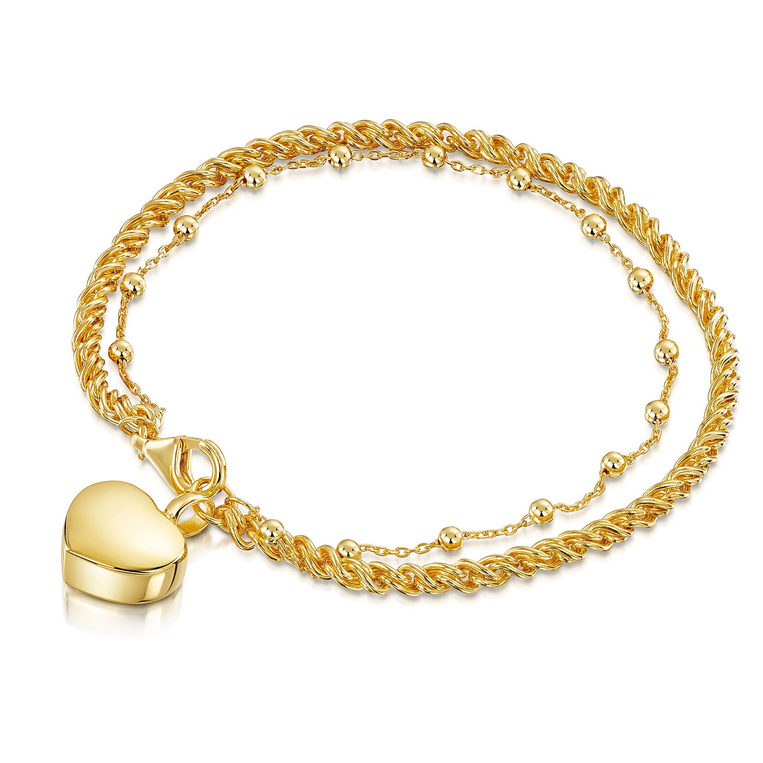LOVELOX Gold Rope Chain Heart Urn Bracelet