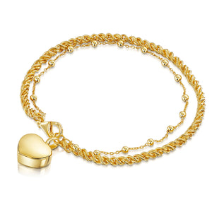 Rope Chain Heart Urn Ashes Bracelet – Gold