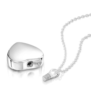 Scroll Heart Urn Ashes Necklace – Silver