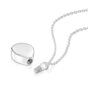 Diamond Set Teardrop Urn Ashes Necklace – Silver