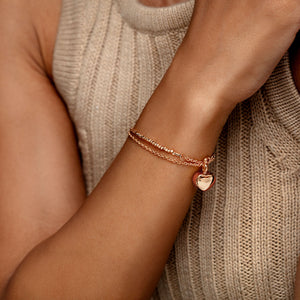 Nugget Chain Heart Urn Ashes Bracelet – Rose Gold