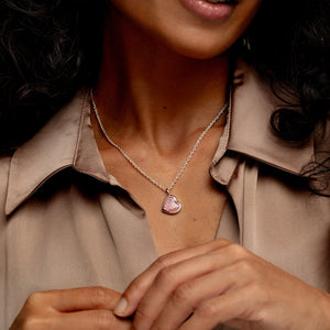 Drop Heart Ashes Resin Pendant - Silver