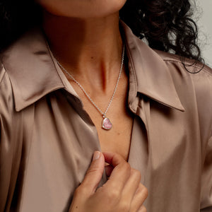 Drop Heart Ashes Resin Pendant - Silver