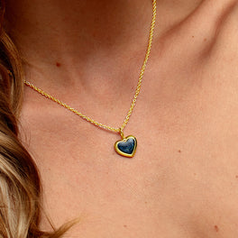 Rounded Heart Ashes Resin Pendant - Gold