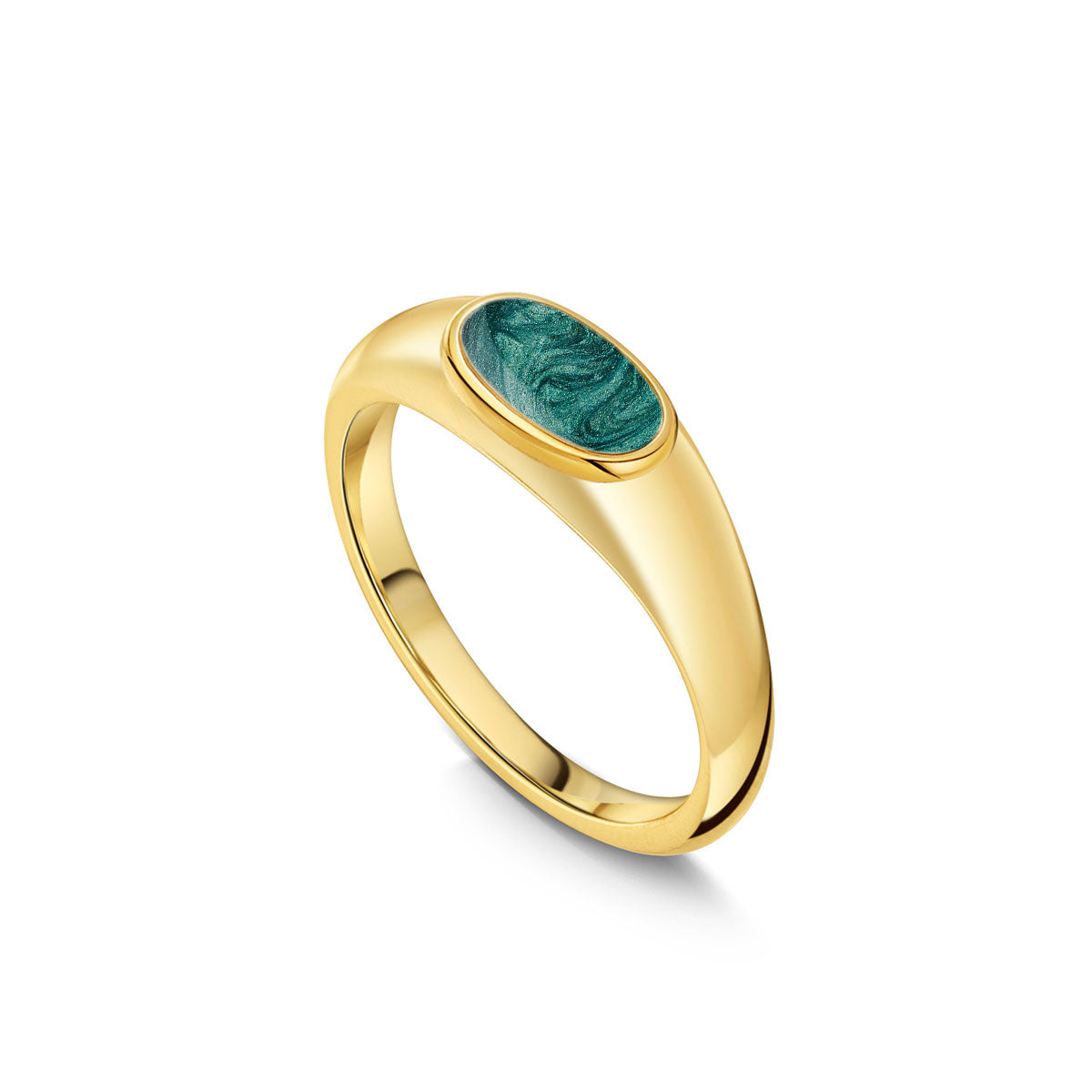 Small Oval Ashes Resin Ring - Gold