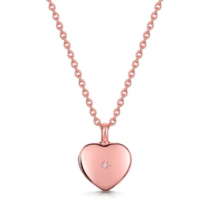 Diamond Set Heart Urn Ashes Necklace – Rose Gold