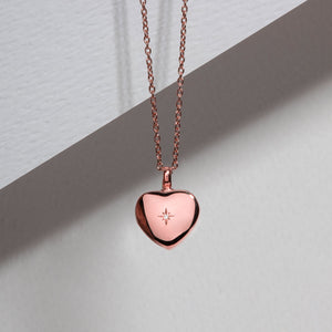 Diamond Set Heart Urn Ashes Necklace – Rose Gold