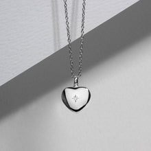 Load image into Gallery viewer, Diamond Set Heart Urn Ashes Necklace – Silver
