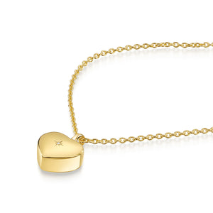 Diamond Set Heart Urn Ashes Necklace – Gold