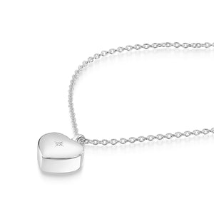 Diamond Set Heart Urn Ashes Necklace – Silver